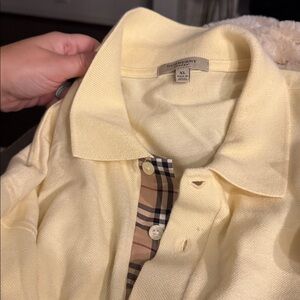 Burberry Light Yellow Polo with Check Placket